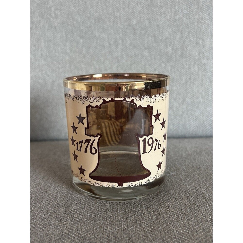 Vintage Bicentennial 1776-1976 Liberty Bell Low Ball Whiskey On the Rocks Glass